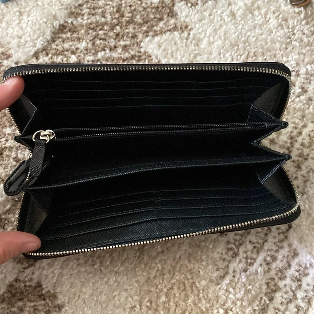 Coach Black Wallet with Silver Zipper - Picture 3 of 4